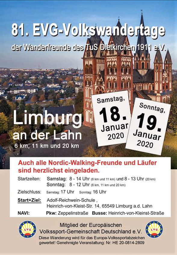 Ankündigung Volkswanderung Limburg